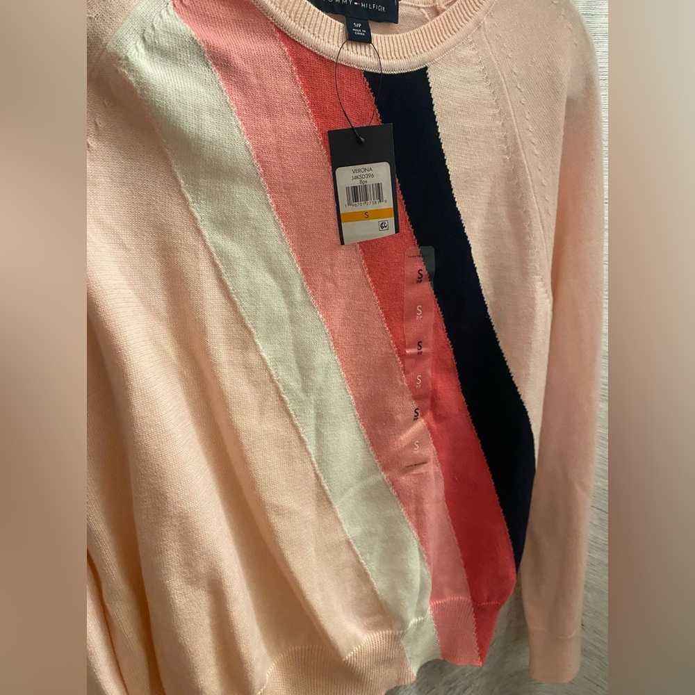 Tommy Hilfiger Women's Colorblock Sweater - Pink, Cream, Navy